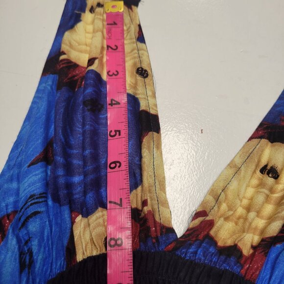 Halter Colorful Dress Summer Halter Dress in Blue and Beige Floral Print - Picture 6 of 16